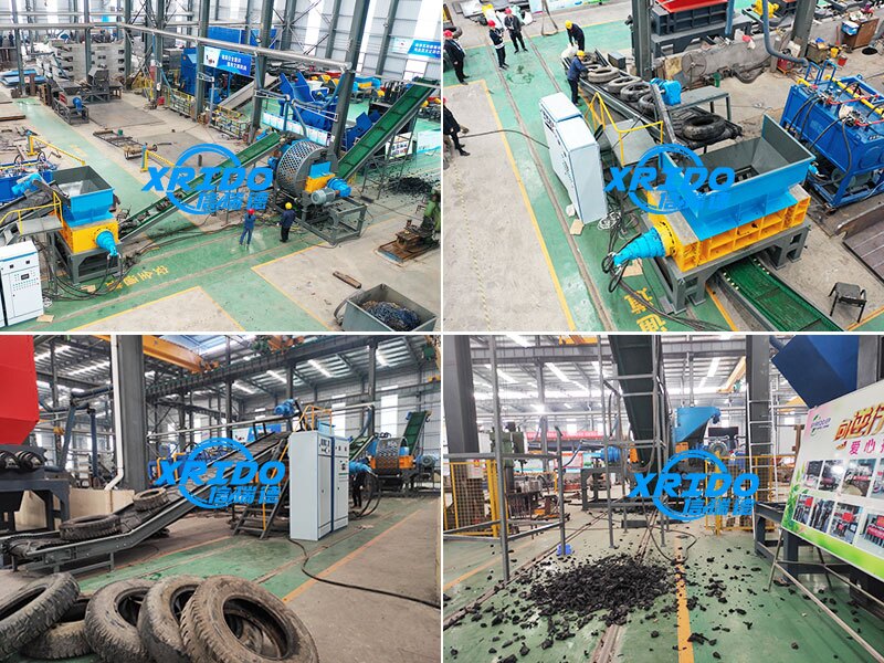 Test machine before delivery of tire crushing and recycling production line