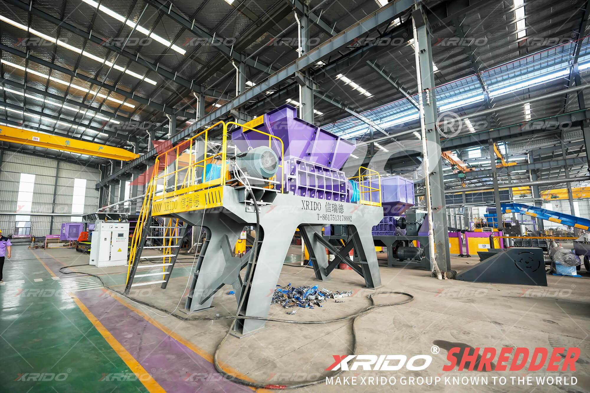 XRIDO Industrial Iron Drum Shredding Equipment, Industrial Shredder, Iron Drum Shredding